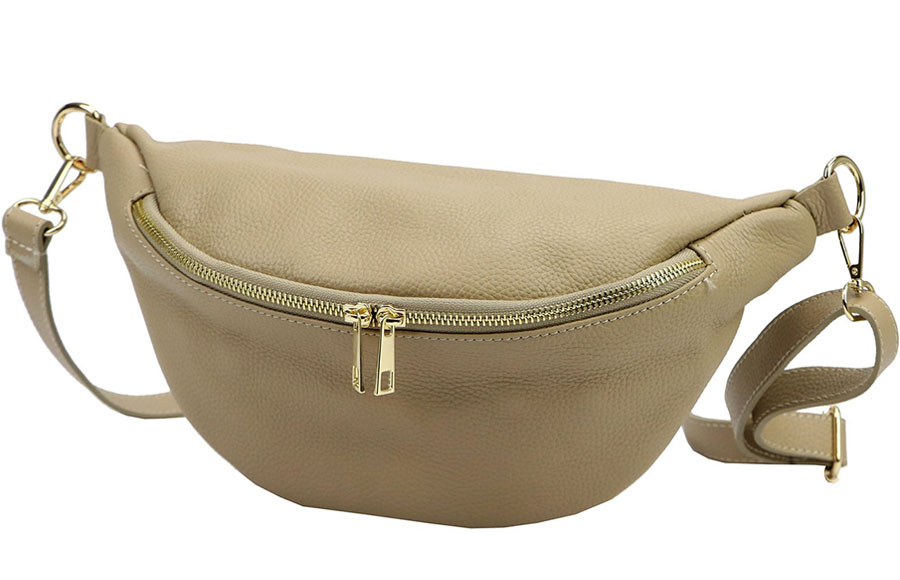 Detail produktu Veľká béžová dámska kožená ľadvinka Italy