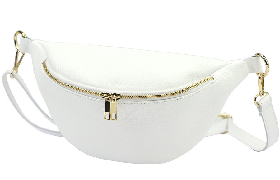 Veľká biela dámska kožená ľadvinka Italy