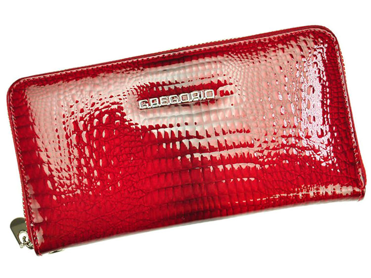 Detail produktu Veľká červená dámska kožená peňaženka na zips Gregorio 