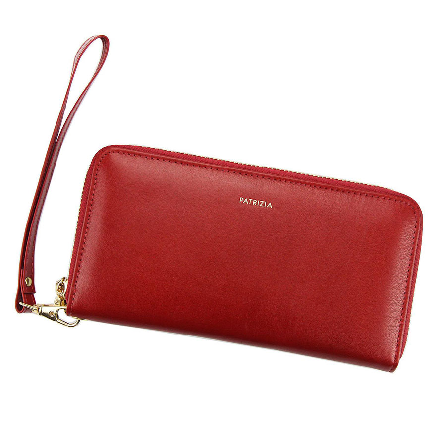 Veľká kožená peňaženka Jennifer Jones na zips červená