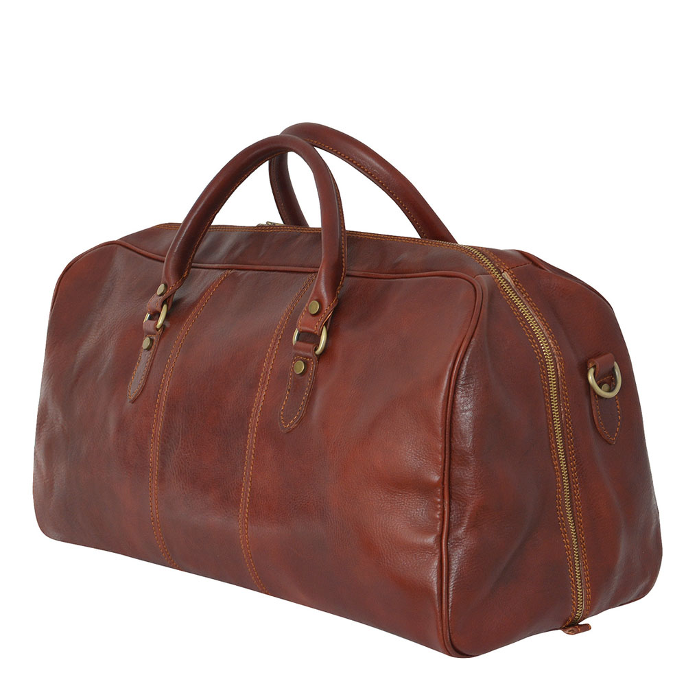 Veľká hnedá pánska kožená cestovná taška
