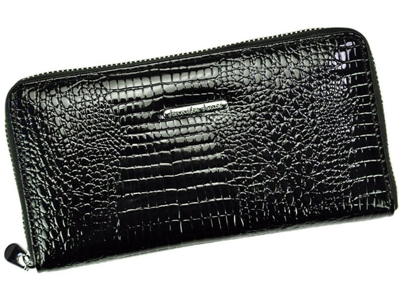 Veľká čierna kožená peňaženka na zips Jennifer Jones 5247