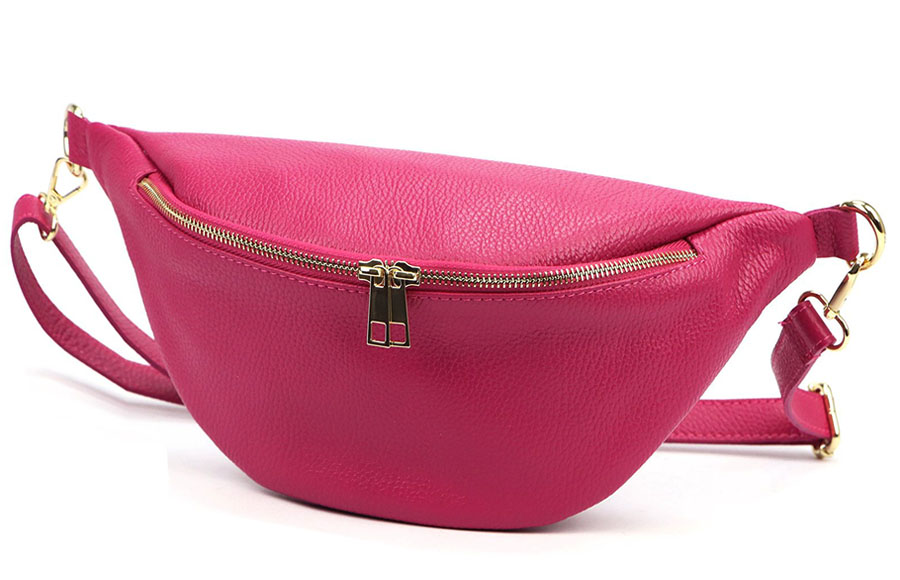 Detail produktu Veľká ružová dámska kožená ľadvinka Italy