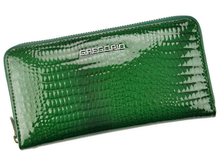 Veľká zelená dámska kožená peňaženka na zips Gregorio 