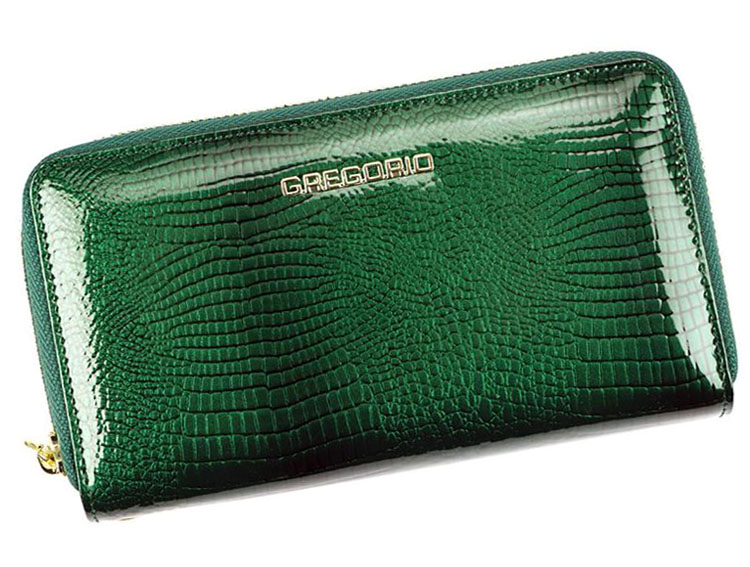 Detail produktu Veľká zelená kožená peňaženka Gregorio na dva zipsy