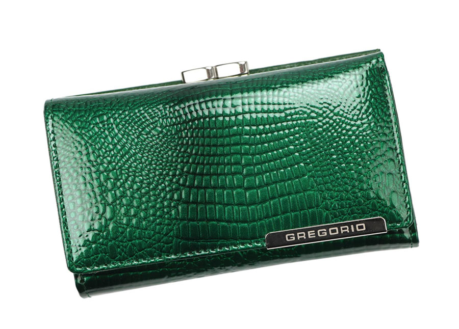 Detail produktu Zelená kožená lakovaná peňaženka stredných rozmerov LGF108