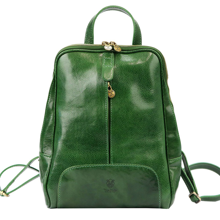 Detail produktu Zelený dámsky kožený ruksak L2001